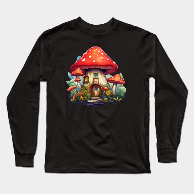 Spotted Red Mushroom House Long Sleeve T-Shirt by HoyasYourDaddy